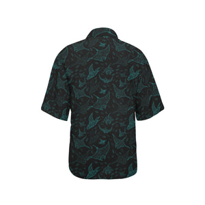 Stingray Pattern Print Design 02 Women's All Over Print Hawaiian Shirt