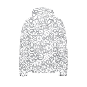 Gear Pattern Print Design 05 Kids' Boys' Girls' Padded Hooded Jacket