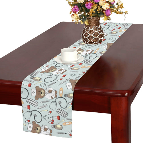 Teddy Bear Pattern Print Design 02 Table Runner