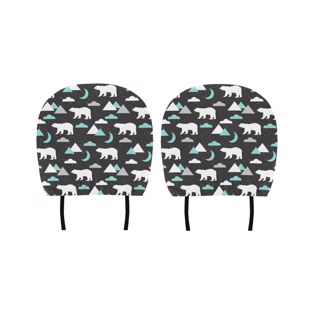 Polar Bear Moon Pattern Car Headrest Cover