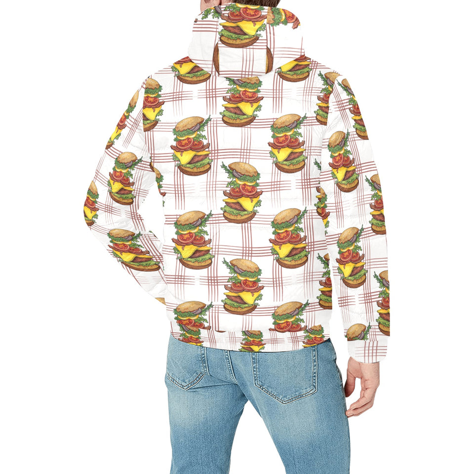 Hamburger Pattern Print Design 03 Men's Padded Hooded Jacket(ModelH42)