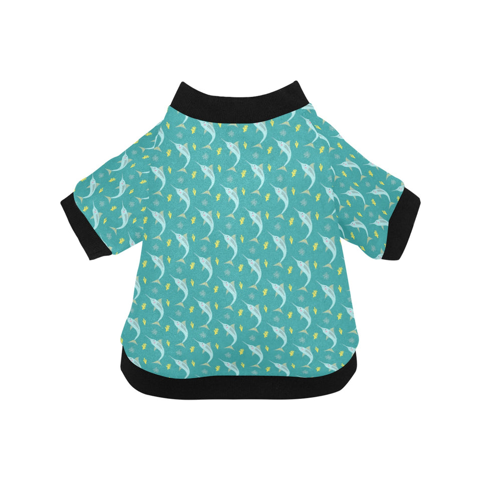 Swordfish Pattern Print Design 04 All Over Print Pet Dog Round Neck Fuzzy Shirt