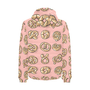 Pretzels Pattern Print Design 04 Men's Padded Hooded Jacket(ModelH42)