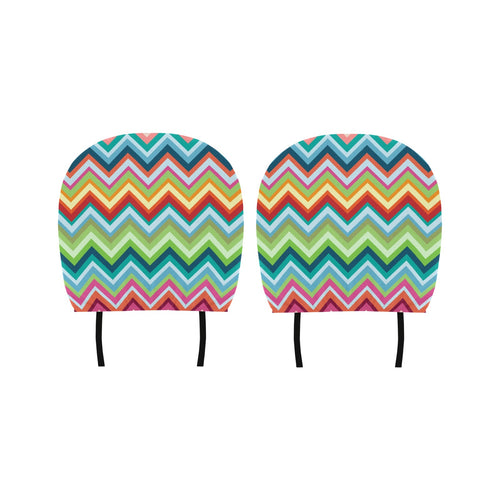 Rainbow Zigzag Chavron Pattern Car Headrest Cover