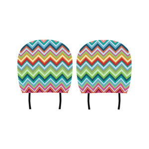 Rainbow Zigzag Chavron Pattern Car Headrest Cover