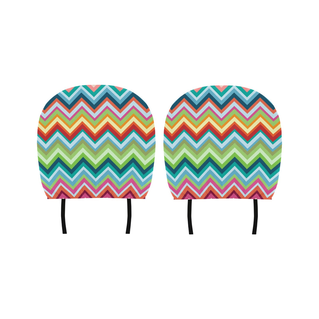 Rainbow Zigzag Chavron Pattern Car Headrest Cover