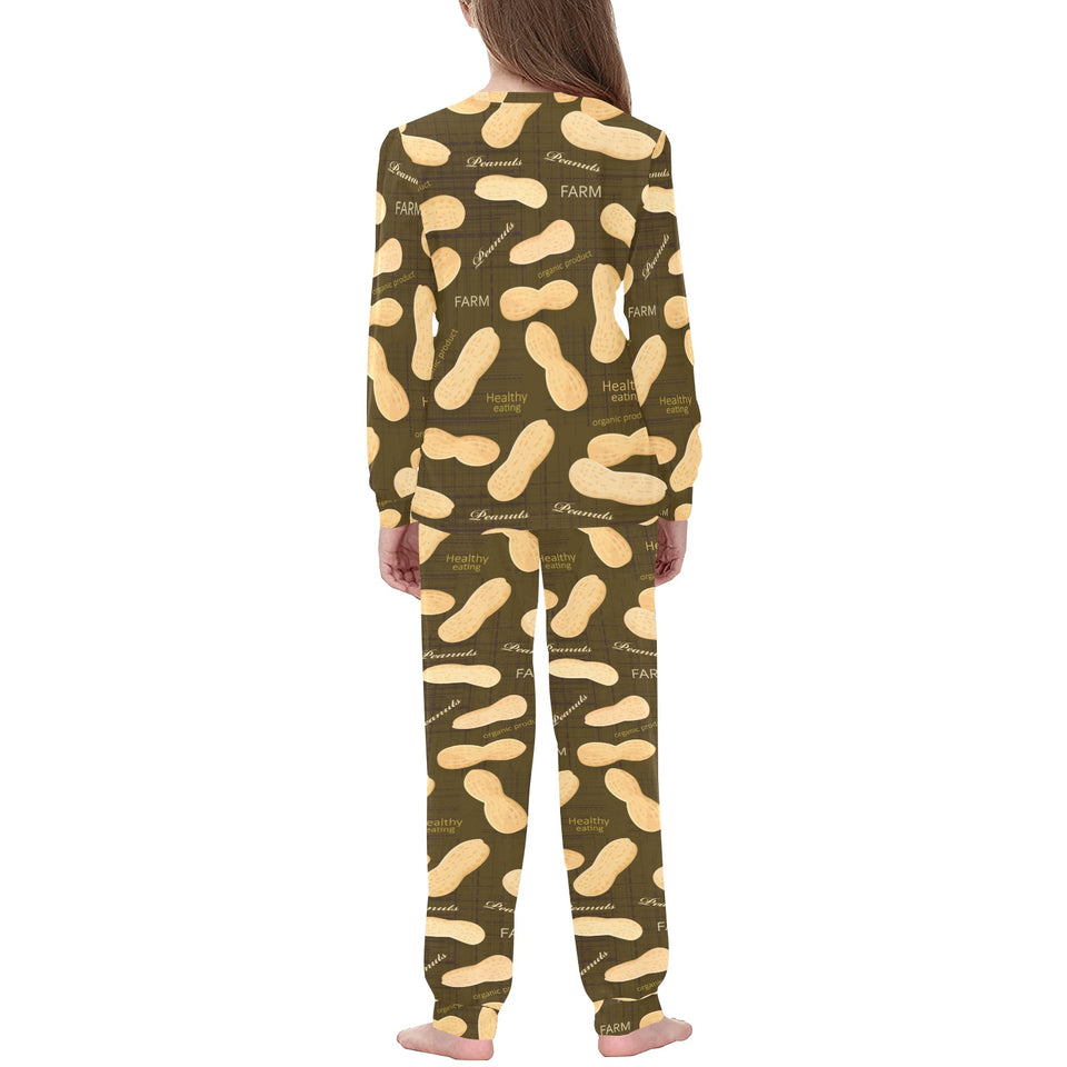 Peanut Pattern Green Background Kids' Boys' Girls' All Over Print Pajama Set