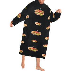 Sandwich Pattern Print Design 03 Blanket Robe with Sleeves