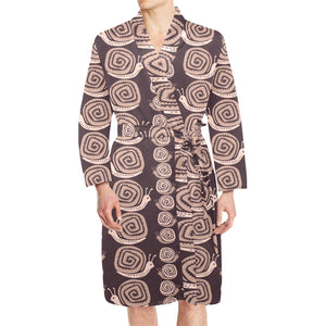 Snail Pattern Print Design 03 Men's Long Sleeve Belted Night Robe