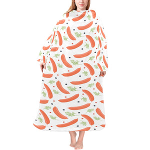 Sausage Pattern Print Design 03 Blanket Robe with Sleeves