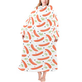 Sausage Pattern Print Design 03 Blanket Robe with Sleeves