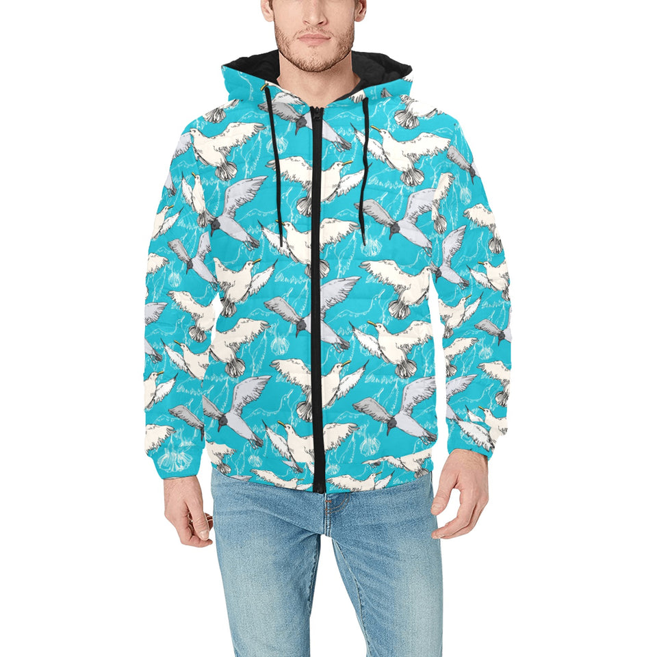 Seagull Pattern Print Design 03 Men's Padded Hooded Jacket(ModelH42)