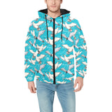 Seagull Pattern Print Design 03 Men's Padded Hooded Jacket(ModelH42)