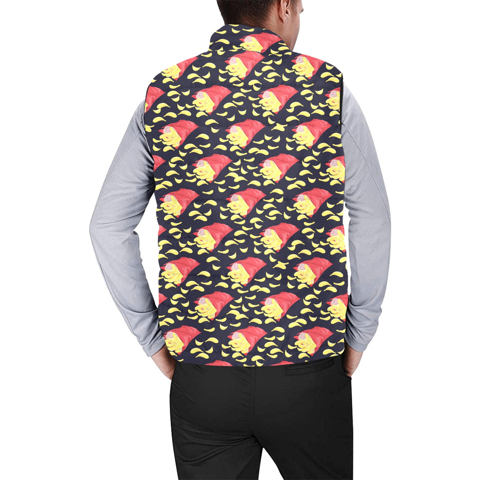 Potato Chips Pattern Print Design 05 Men's Padded Vest