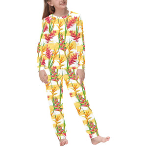 Heliconia Pattern Kids' Boys' Girls' All Over Print Pajama Set