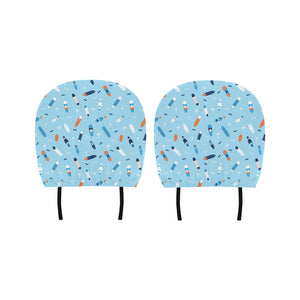 Surfboard Pattern Print Design 05 Car Headrest Cover