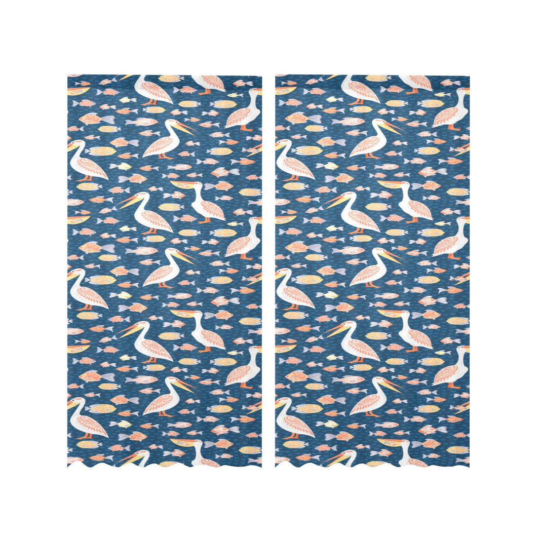 Pelican Pattern Print Design 01 Gauze Curtain