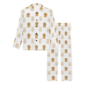 Golden Retriever Pattern Print Design 03 Men's Long Pajama Set