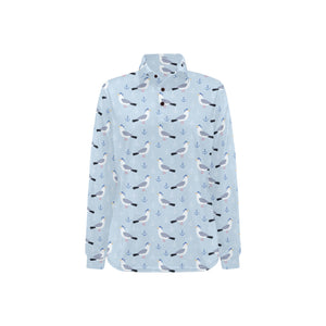 Pigeon Pattern Print Design 03 Women's Long Sleeve Polo Shirt