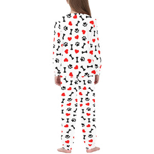 Dog Paws Pattern Print Design 01 Kids' Boys' Girls' All Over Print Pajama Set