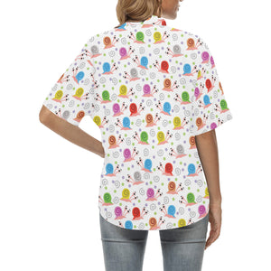 Snail Pattern Print Design 05 Women's All Over Print Hawaiian Shirt