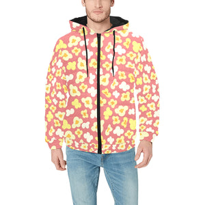 Popcorn Pattern Print Design 01 Men's Padded Hooded Jacket(ModelH42)