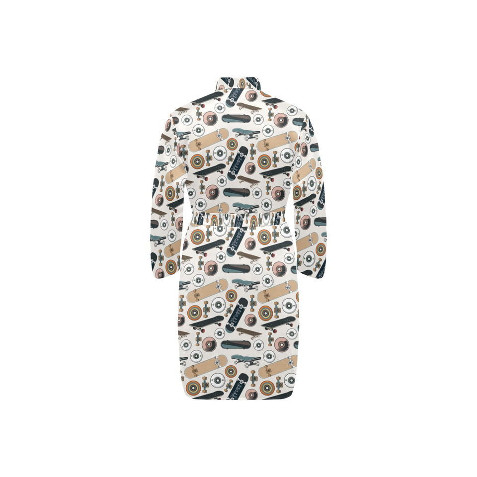 Skate Board Pattern Print Design 01 Men's Long Sleeve Belted Night Robe