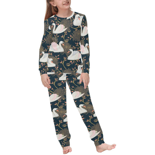 Swan Pattern Kids' Boys' Girls' All Over Print Pajama Set