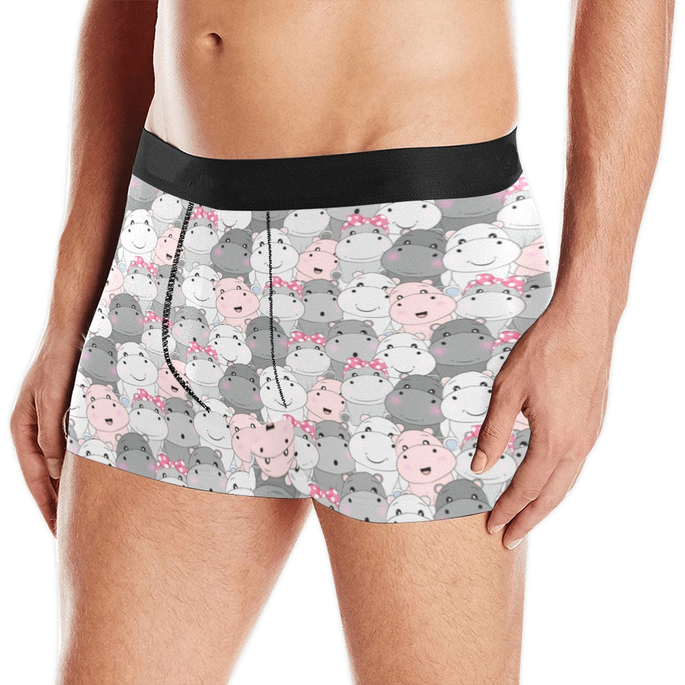 Hippopotamus Pattern Print Design 03 Men's All Over Print Boxer Briefs Men's Underwear