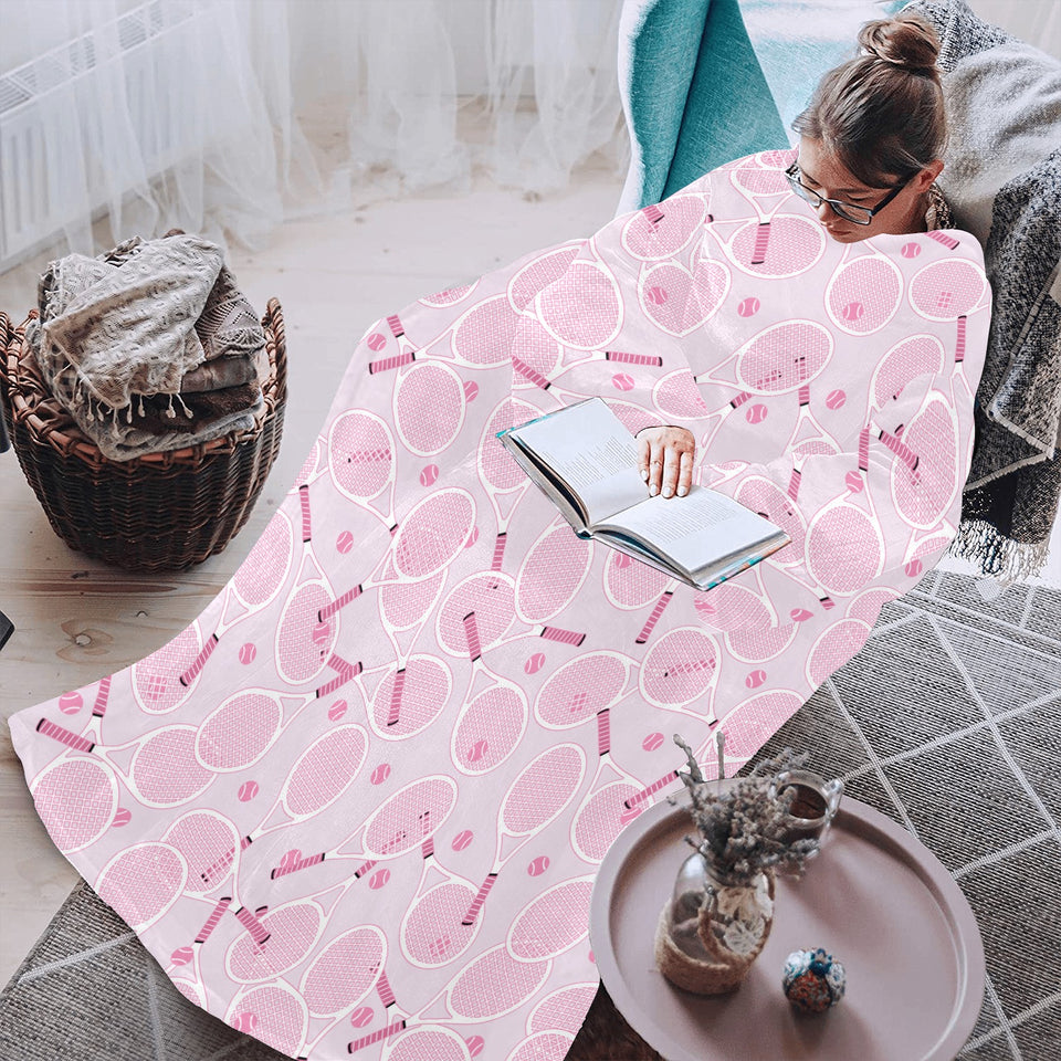 Tennis Pattern Print Design 02 Blanket Robe with Sleeves