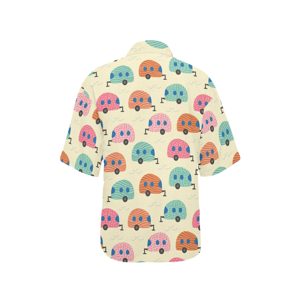 Camper Van Pattern Print Design 04 Women's All Over Print Hawaiian Shirt