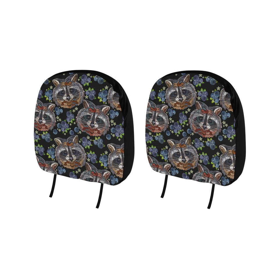 Raccoon Blueburry Pattern Car Headrest Cover