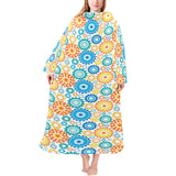 Gear Pattern Print Design 04 Blanket Robe with Sleeves