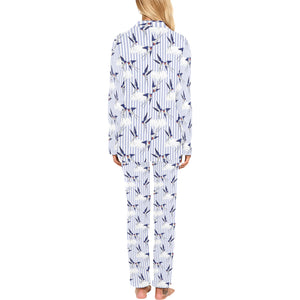 Swallow Pattern Print Design 03 Women's Long Pajama Set