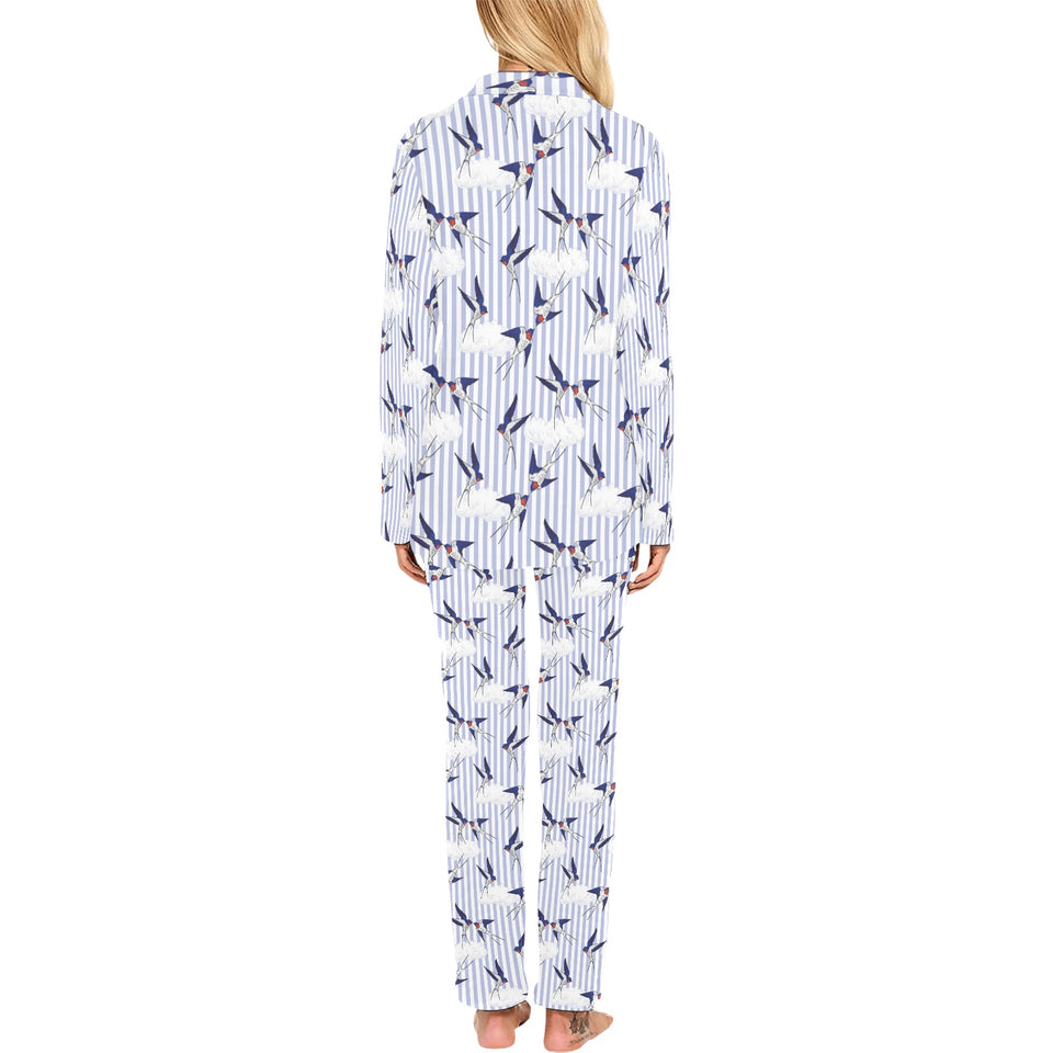 Swallow Pattern Print Design 03 Women's Long Pajama Set