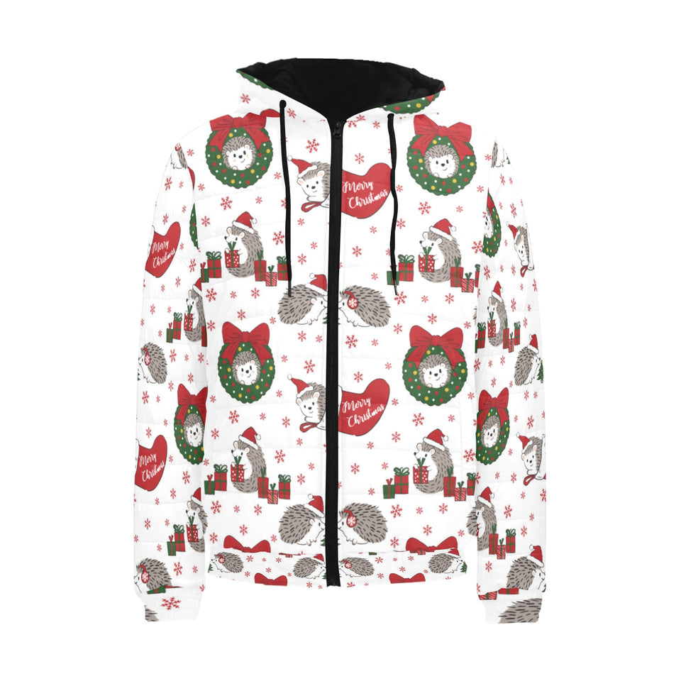 Hedgehog Pattern Print Design 05 Men's Padded Hooded Jacket(ModelH42)