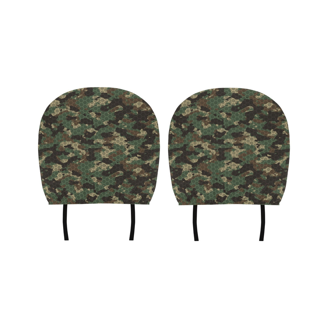 Green Camo Camouflage Honeycomb Pattern Car Headrest Cover