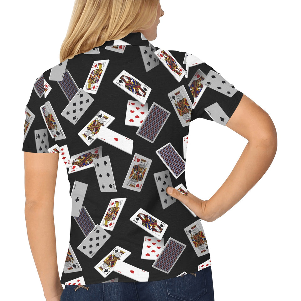 Casino Cards Suits Pattern Print Design 05 Women's All Over Print Polo Shirt