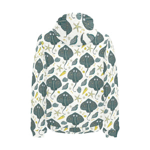 Stingray Pattern Print Design 03 Men's Padded Hooded Jacket(ModelH42)