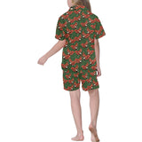 Squirrel Pattern Print Design 03 Kids' Boys' Girls' V-Neck Short Pajama Set