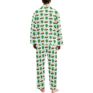 Alien Pattern Print Design 02 Men's Long Pajama Set