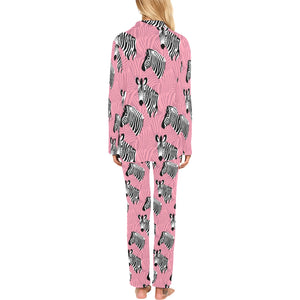 Zebra Head Pattern Women's Long Pajama Set