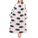 Hedgehog Pattern Print Design 04 Blanket Robe with Sleeves