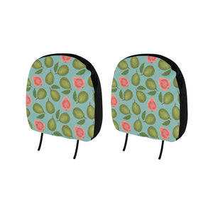 Guava Pattern Green Background Car Headrest Cover