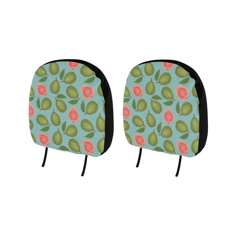 Guava Pattern Green Background Car Headrest Cover