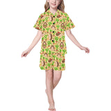 Hedgehog Pattern Print Design 02 Kids' Boys' Girls' V-Neck Short Pajama Set