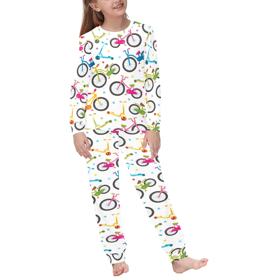 Bicycle Pattern Print Design 02 Kids' Boys' Girls' All Over Print Pajama Set