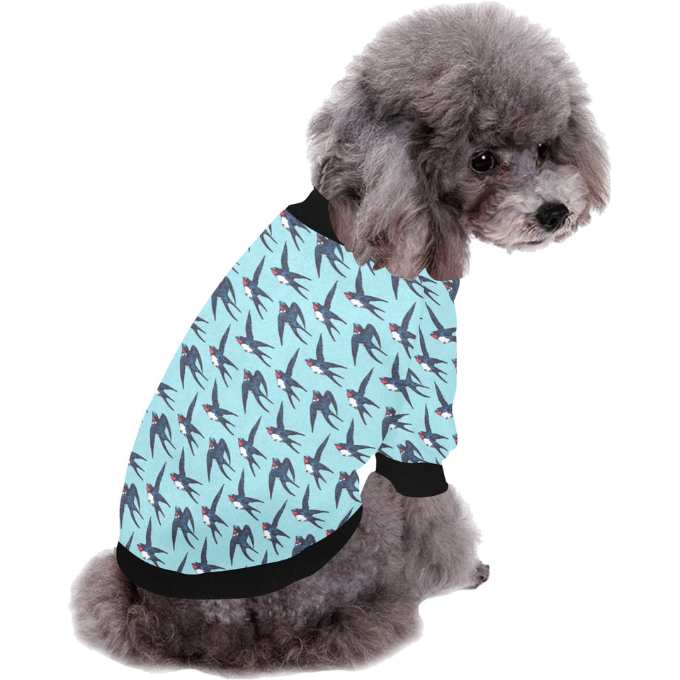 Swallow Pattern Print Design 01 All Over Print Pet Dog Round Neck Fuzzy Shirt