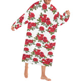 Rose Pattern Print Design 05 Blanket Robe with Sleeves