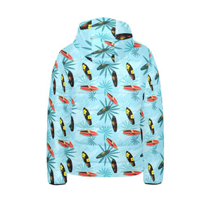 Surfboard Pattern Print Design 03 Kids' Boys' Girls' Padded Hooded Jacket